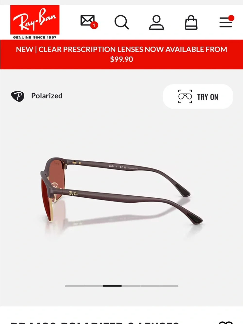 Ray-Ban Sand Violet Frame with Red Lenses Polarized Sunglasses